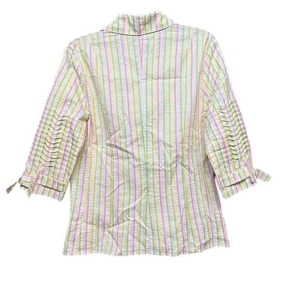 Covers Pink and Green Button Down with Cuffed Sleeves - Picture 2 of 3